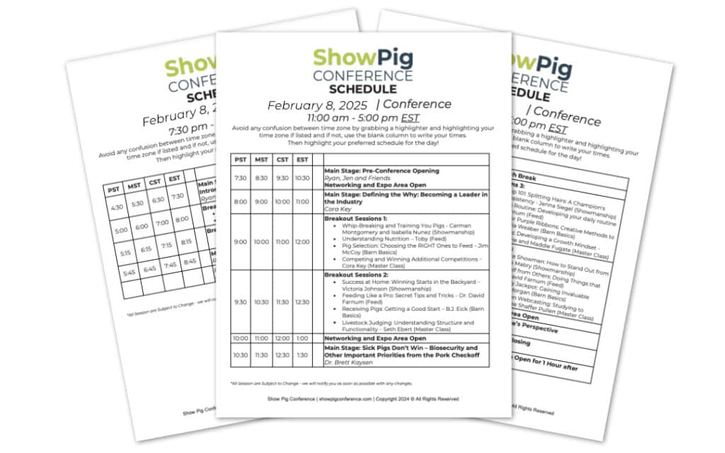 Mockup of printable schedule